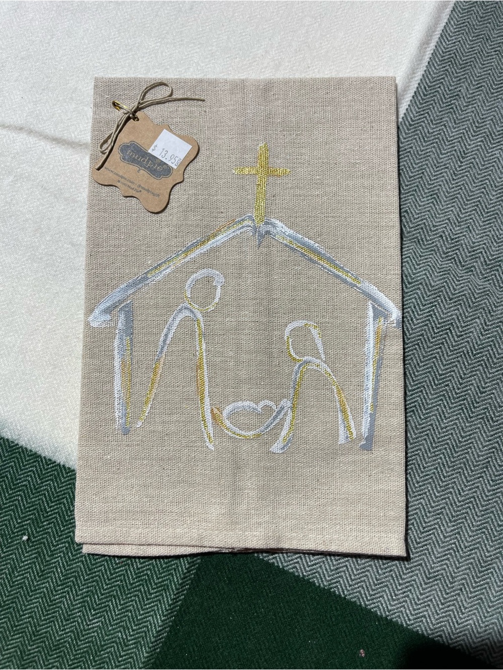 Mud Pie Christmas Nativity Painted Linen Hand Towel